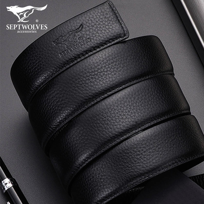 Seven Wolves Leather Strap Men Not Taking The Lead Genuine Leather Automatic Buckle Soft Cow Leather Belt Head Layer Cow Leather Without Belt Scalp Strap Strips