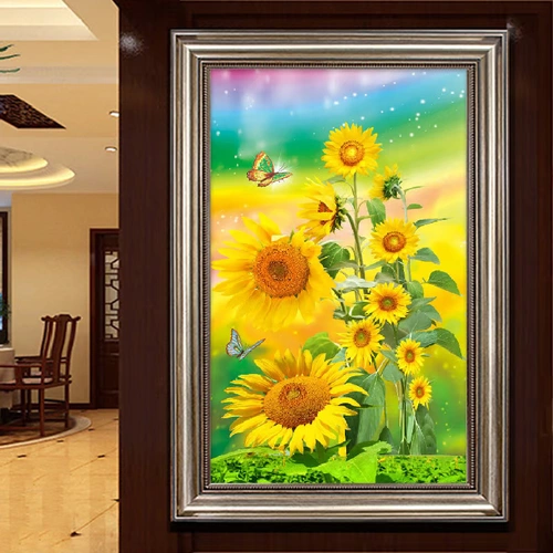 5D Новая бриллиантовая живопись AB Alien Diamond Emelcodery Sunflower Новая гостиная крыльца вертикальная вертикальная версия Diamond Cross Stitch слегка