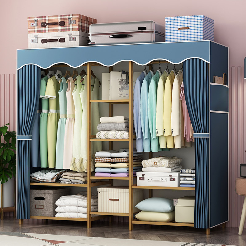 Wardrobe Simple Clothe Cabinet Home Bedroom Modern Economy Type Rental Room With Storage Solid Wood Girls Big Closet