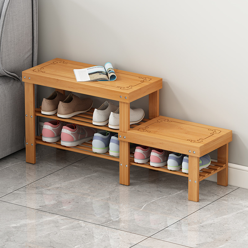 Simple shoe rack can sit at the door of the family to wear shoe stool solid wood storage stool multi-layer dustproof shoe cabinet special price economy