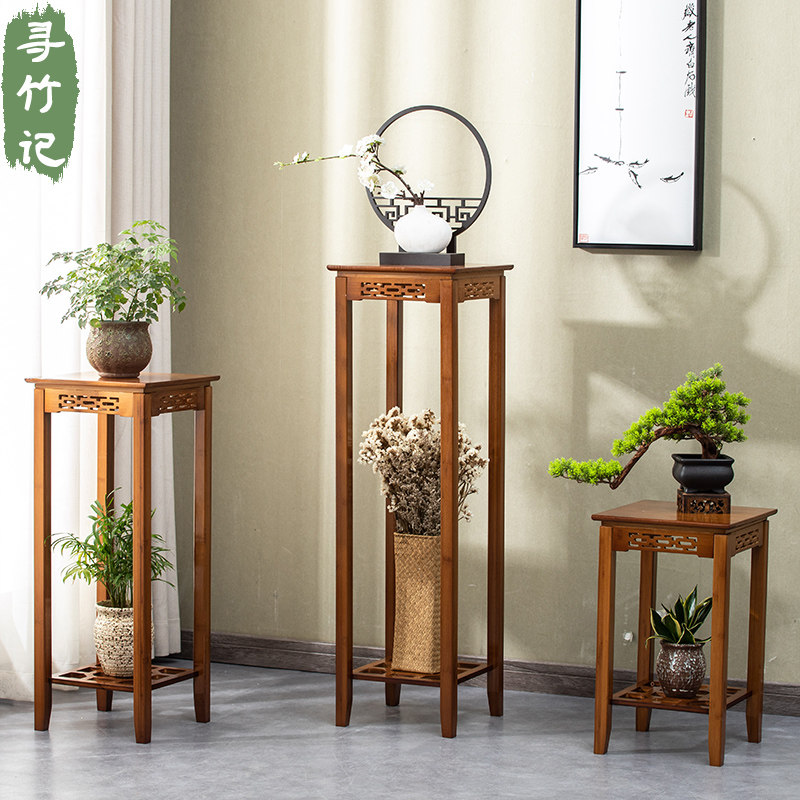 Flowery shelf shelves Chinese end scene table solid wood floor antique indoor flowerpot frame sitting room balcony hanging orchid flower frame