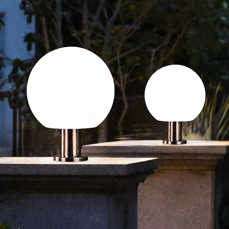 LED Solar Wall Column Head Lamp Outdoor Waterproof Villa Courtyard Gate Lamp Outdoor Yard Round View Light