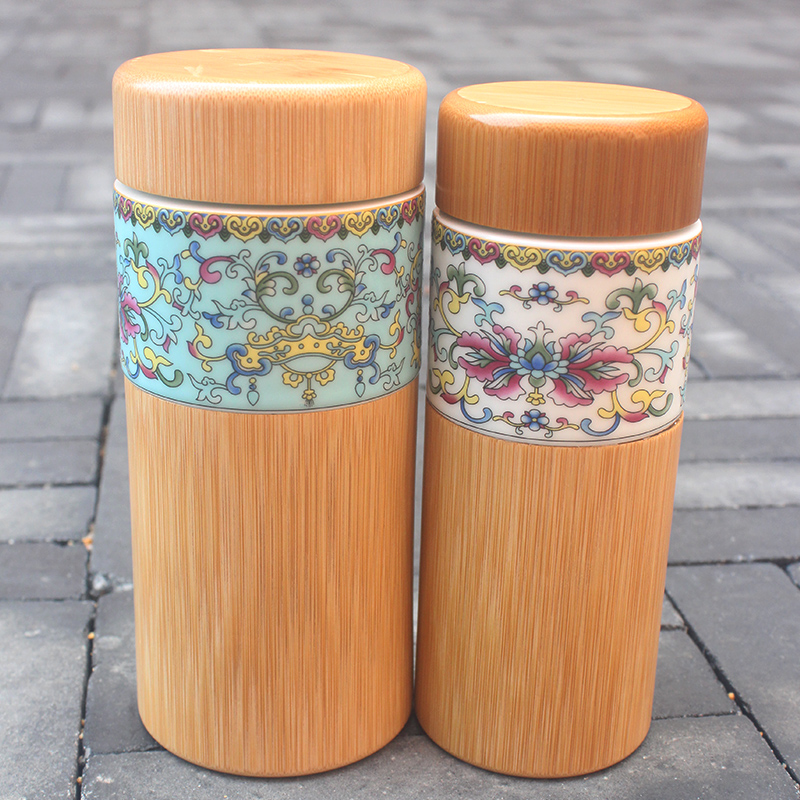 Factory Price Direct Marketing Creative Cup Bamboo Cup Health Preserving Cup Bamboo Cylinder Cup Ceramic Liner 450-550ml