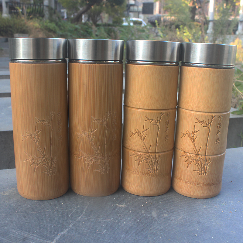 Factory Price Direct Sales Creative Cup Bamboo Cup Insulation Cup Health Preserving Cup Bamboo Cylinder 304 Stainless Steel Liner 450ml