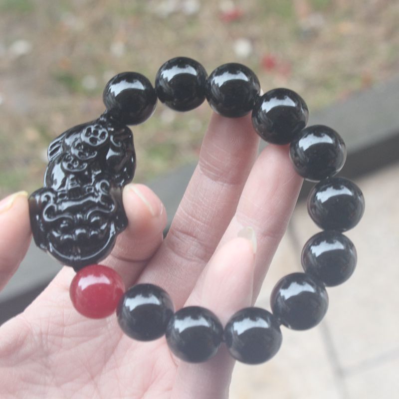 Hong Kong Express When the Head Black Shine Stones leopard the men and women Buddha Beads Handstring Lovers Crystal Fortune Transfer Handmade
