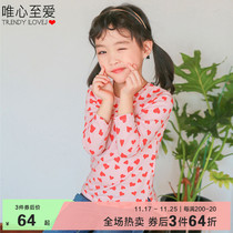 Only love and love folded round T-shirt ILoveJ child costume autumn dress new girl long sleeve top JRFTO57