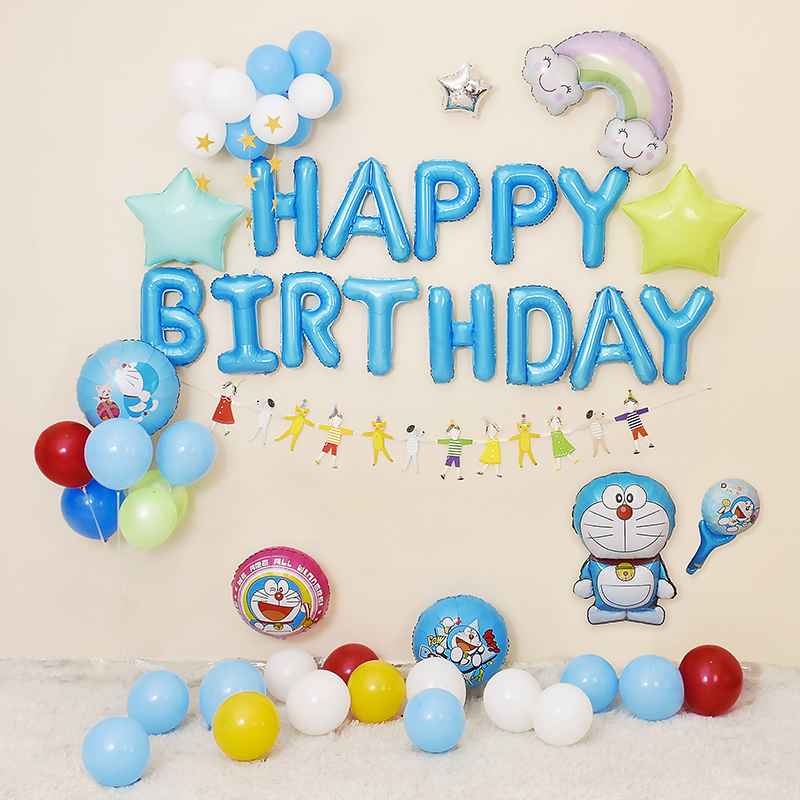 Doraemon birthday party decoration decoration balloon robot cat Jingle Cat children's party supplies scene decoration