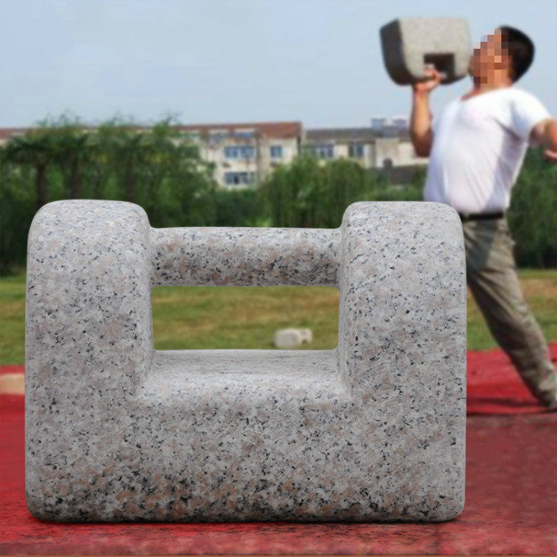 Jing Good Granite Rock Lock Rounded Corner Square Corner Dumbbells Martial Arts Practice Park Fitness Weightlifting Stone Carved Stone Lock K140