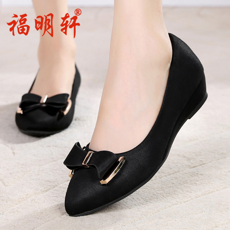 Old Beijing cloth shoes women's shoes work shoes black soft bottom low-heeled single shoes professional work shoes wedge tooling shoes comfortable