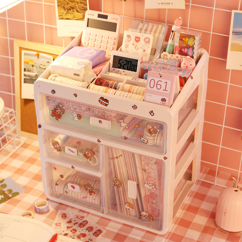 Desktop storage box drawer type cosmetics storage ins dormitory stationery lipstick finishing office desk rack