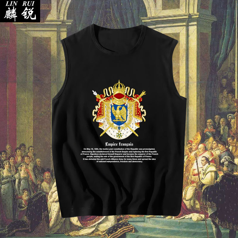 French Empire Napoleon French Cotton Vest Men's Sleeveless T-Shirt Top French Empire Napoleon French Cotton Vest Men's Sleeveless T-Shirt Top