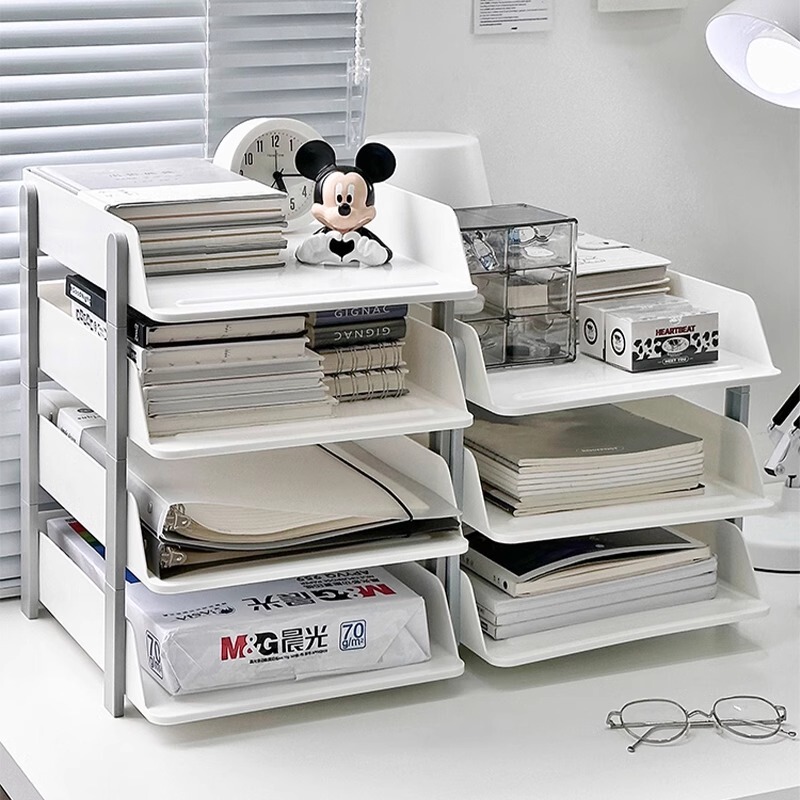Desktop File Storage Rack Office Document Multi-Layer A4 Folder File Storage Rack Storage Box Frame Bookshelf