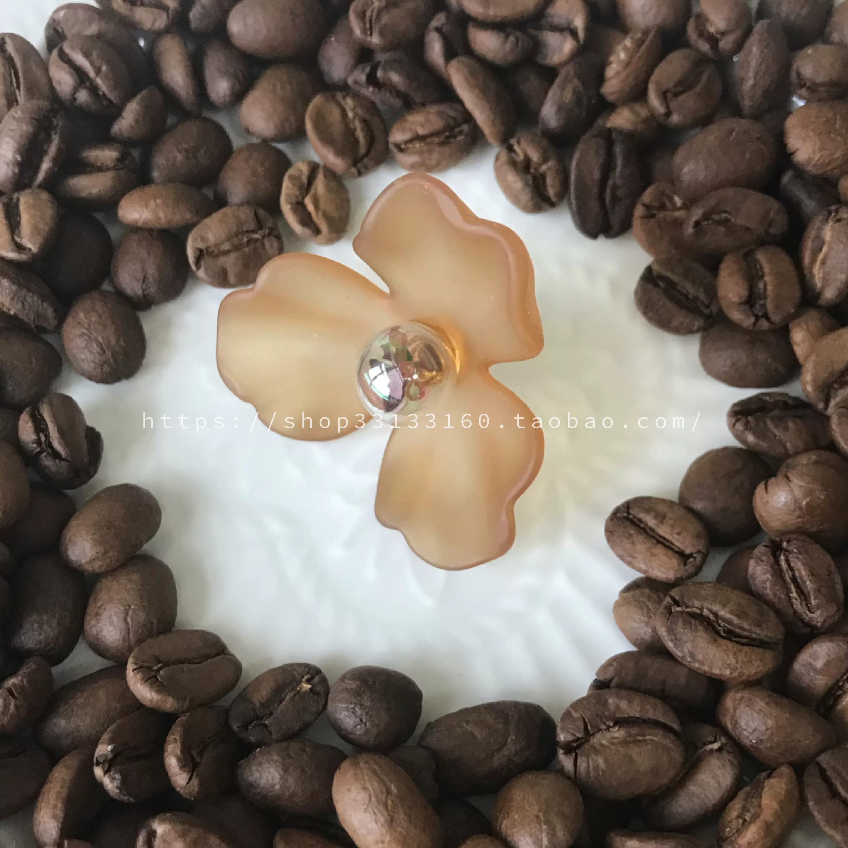 [Flower and coffee earrings/triple coffee] COFFEE Alchemist original handicraft