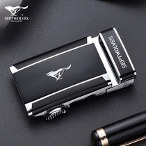 Seven Wolves Mens Leather Strap Head Automatic Buckle Belt Accessories Mens Pants With Buckle Head Alloy 3 1cm Clips