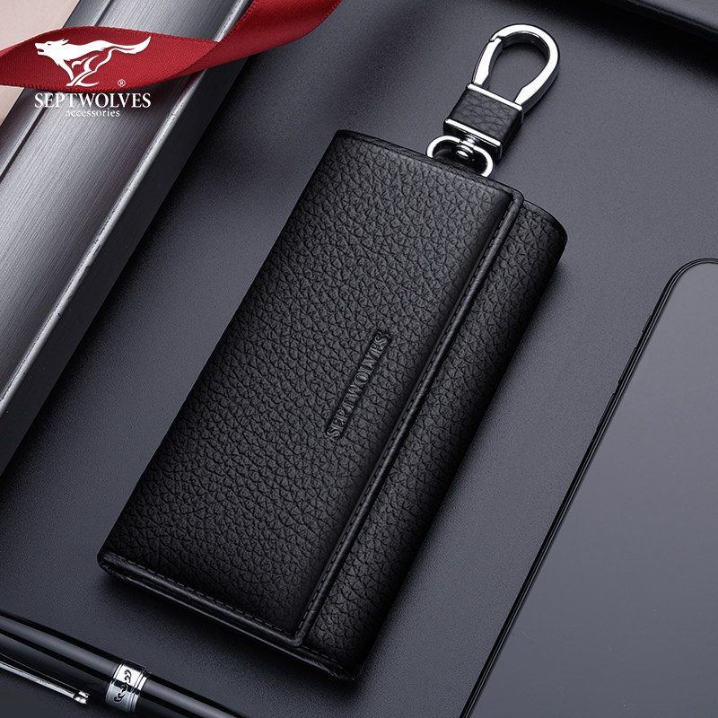 Seven Wolverine Car Key Bag Men Multifunction Genuine Leather Large Capacity Home Zero Money Bag Car Spoon Keybag Key Cover