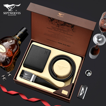 Seven Wolves Leather Strap Male Wallet Gift Box Suit Mens Belt Genuine Leather Gifts Send Boyfriend Daddy 7 New Years Eve