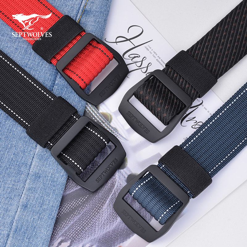 Seven Wolves Men's Belts Fashion 100 Hitch Canvas Woven Tightness Canvas Elastic Tide Young Students Pants Belts