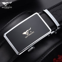 Seven Wolves Leather Strap Men Genuine Leather Automatic Buckle Pure Cow Leather Mens Belt Young Middle-aged Minimalist Pants With Tide