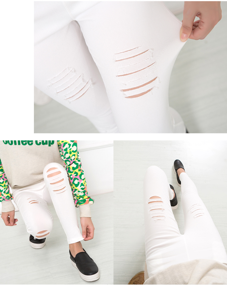 Mặc quần legging mặc phiên bản Hàn Quốc khoét lỗ 2018 mới to béo cỡ lớn MM là đôi chân phụ nữ mùa thu đông cộng với nhung dày quần áo thời trang nữ