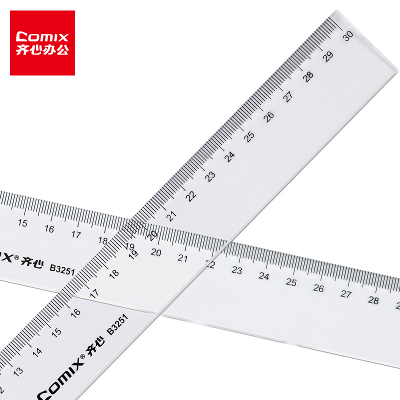 Qixin B3251 ruler student with 20cm30cm transparent plastic scale measuring stroke first grade children stationery soft and durable office design drawing supplies wholesale