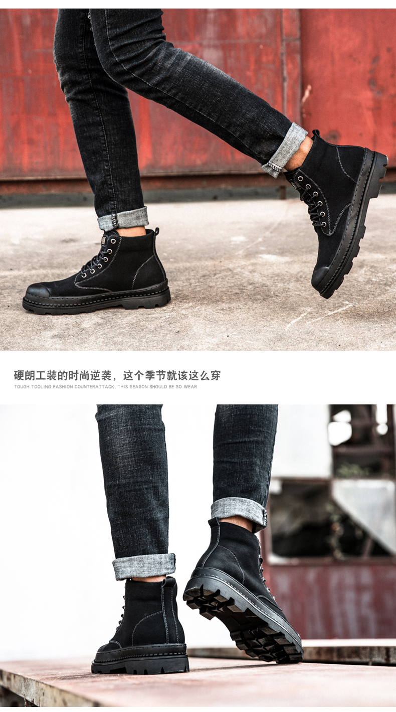 Martin khởi động giày cao cổ nam xu hướng gió retro của Anh trong trạng thái của giày da nam công cụ khởi động giày sa mạc giày boot nam cổ thấp