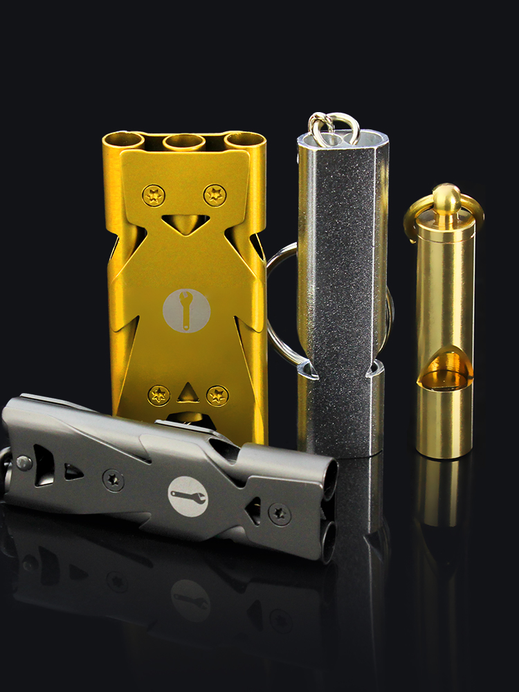 Stainless steel whistle Outdoor survival whistle Field high frequency whistle Earthquake rescue whistle High decibel double hole explosion whistle