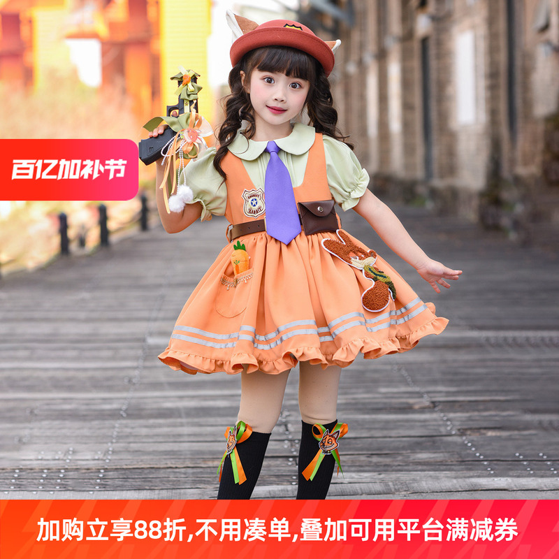 Girls' Nick Fox Dress Summer New Zootopia Cosplay Costume Children's Birthday Princess Dress