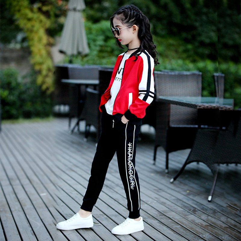 Girl Clothing Suit 2022 New Kids Trendy Girls Foreign Dress CUHK Kids Sports Suit Casual Clothes