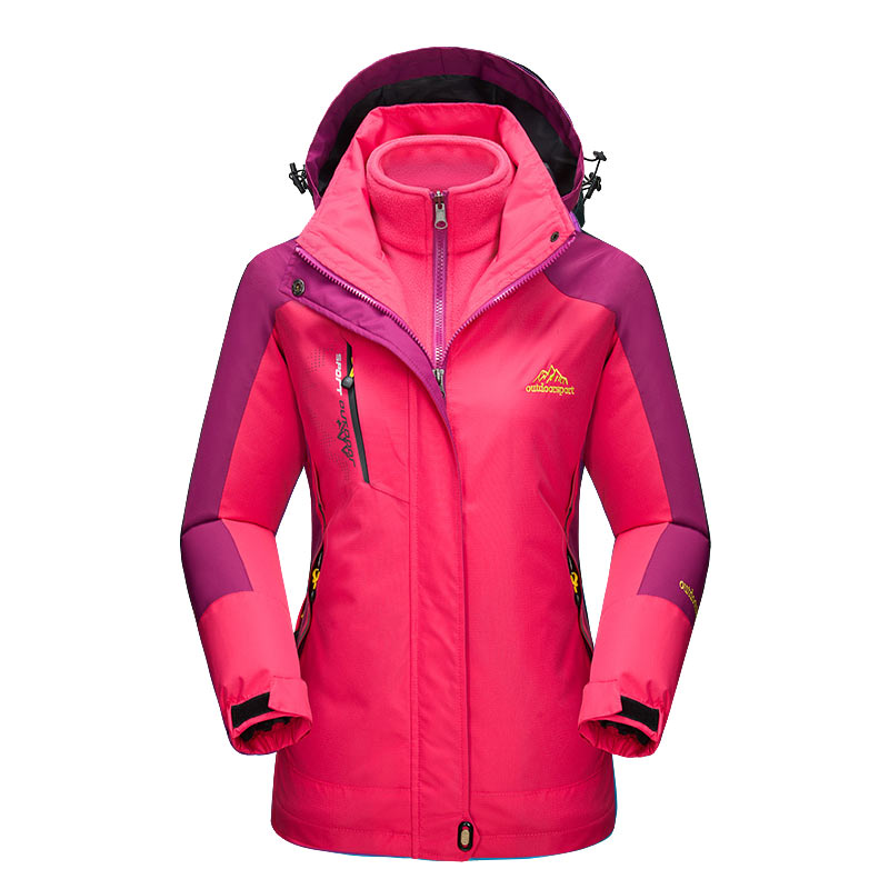 Three-in-one assault clothing for women in autumn and winter men's windproof and waterproof detachable two-piece outdoor plus velvet padded mountaineering clothing