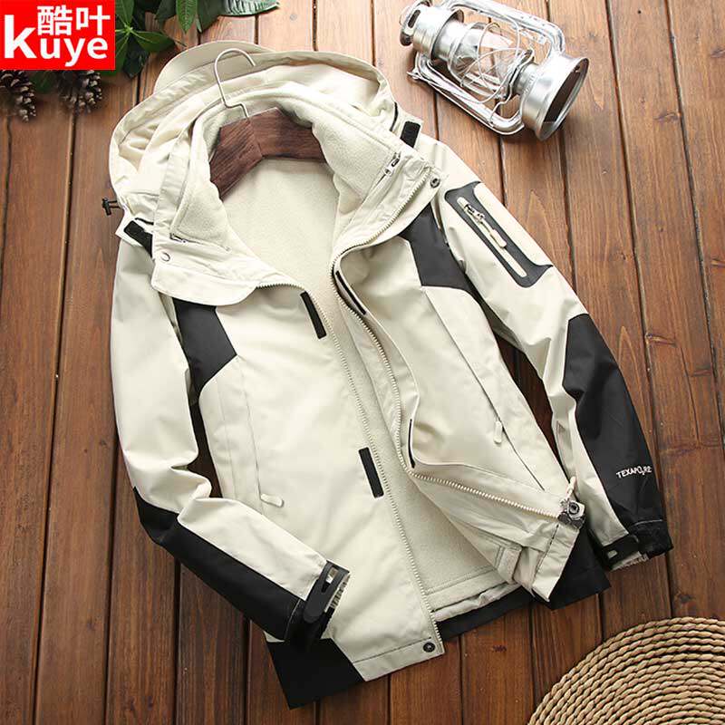 Stormtrooper men's and women's three-in-one tide brand two-piece detachable velvet thickened jacket Autumn and winter outdoor mountaineering clothing