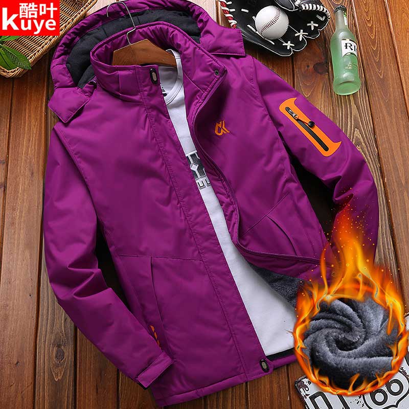 Charge coat female autumn and winter with plush and thickened warm windproof waterproof cotton-padded coat male outdoor Tibet cold climbing suit