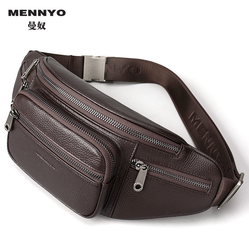 Mennyo Men's Large Capacity Multifunctional Genuine Leather Waist Bag Casual Bag Chest Bag Crossbody Bag Phone Bag Backpack