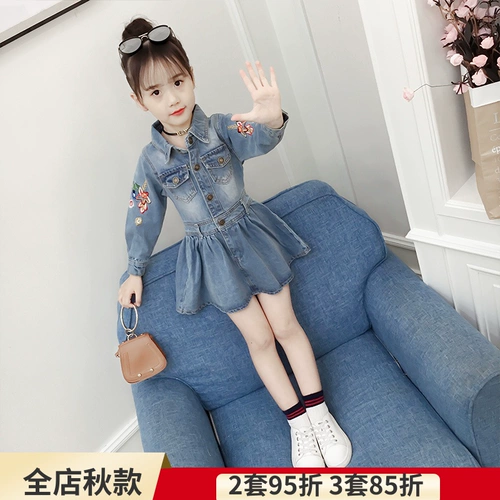 Осеннее детское джинсовое платье, юбка, наряд маленькой принцессы, детская одежда, 2019, в корейском стиле, длинный рукав
