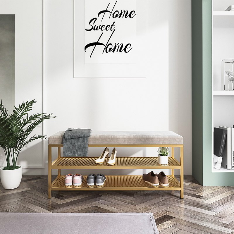 Simple shoe changing stool home doorway test shoes light and luxurious Nordic wearing shoes stool into the door long stool can be seated into the user's shoe rack cabinet