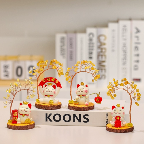 Целебное денежное дерево, украшения для счастливого кота, домашняя гостиная, офисный рабочий стол, аксессуары для рабочего места, небольшие украшения