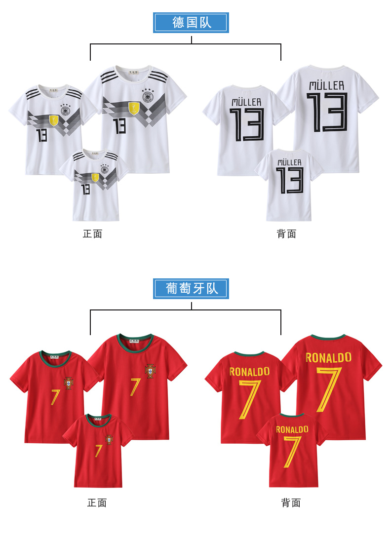 2018 World Cup cha mẹ và con mùa hè ăn mặc mới triều nhà đầy đủ mùa xuân bé jersey t-shirt trẻ em của gia đình ba