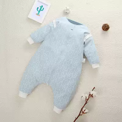 Newborn baby sleeping bag spring and autumn one-piece split legs Summer thin 0 to 6 months pure cotton anti-kick quilt four seasons universal