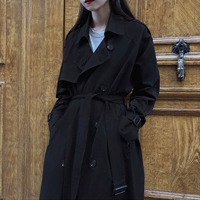 Женский длинный осенний плащ, черное пальто, средней длины, новая коллекция, большой размер, брендовый