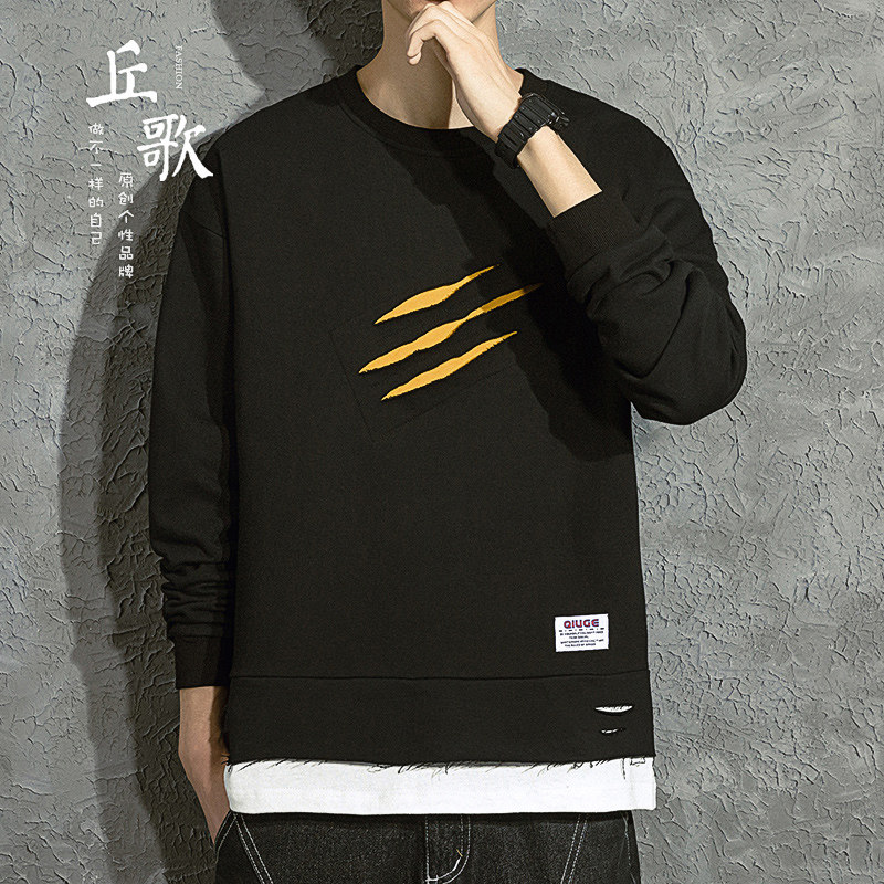 (special price) Chauffles spring and autumn holidays Two necroptic men's Chains Loose No Hat Hip Hop Grip Mark Trendy Hooded Jersey