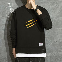 Qiu Ge Chao brand spring and autumn fake two clothes men tide ins loose hat hip hop scratch trend mens pullover