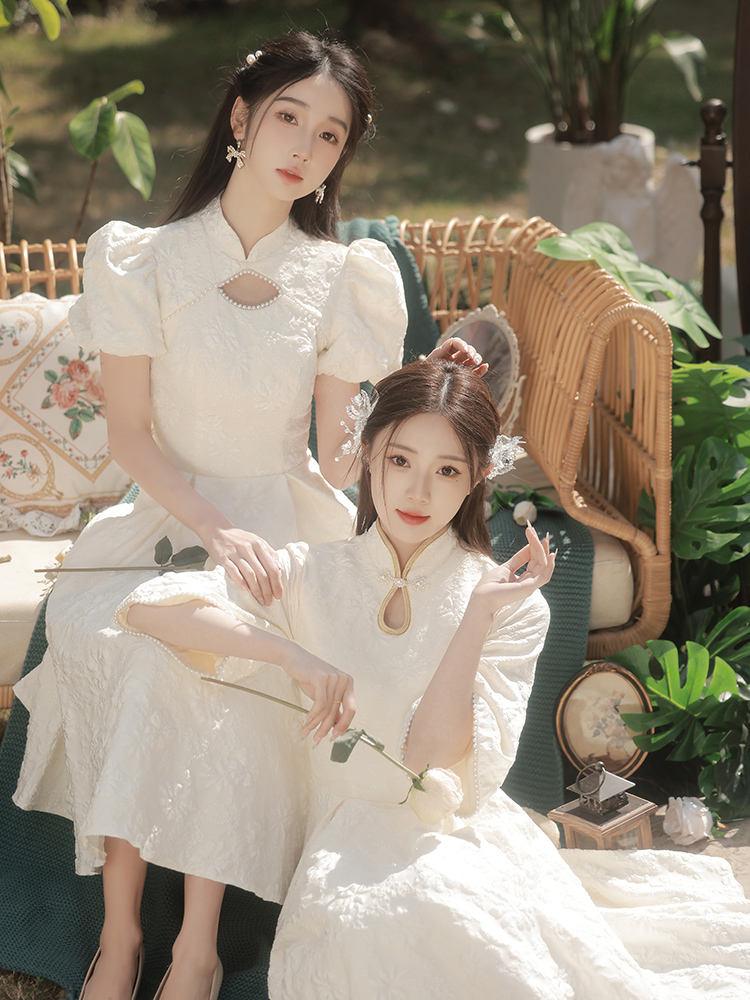 Colored advanced dress, for bridesmaid, champagne color, Chinese style