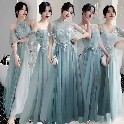 Bridesmaid dress female 2021 new autumn bridesmaid dress fairy temperament long version of girlfriends dress sister Group dress thin