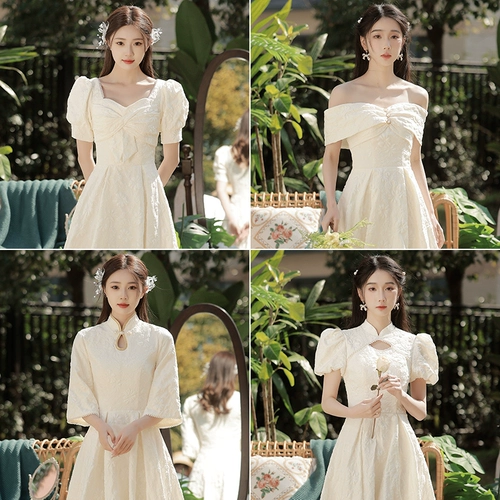 Костюм подружки невесты 2025 Новая свадебная подружка невесты Группа Шампанское китайская сестра Юбка обычно может носить платье на выпускной