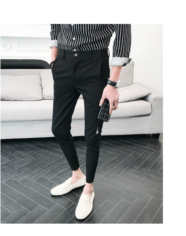 Áo phao mùa hè mới nam chất rắn màu chín quần âu phiên bản Hàn Quốc của xu hướng quần thun co giãn chân quần nam