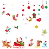 Стеклянные рождественские наклейки, электрический креативный декор на стену, не оставляет следов