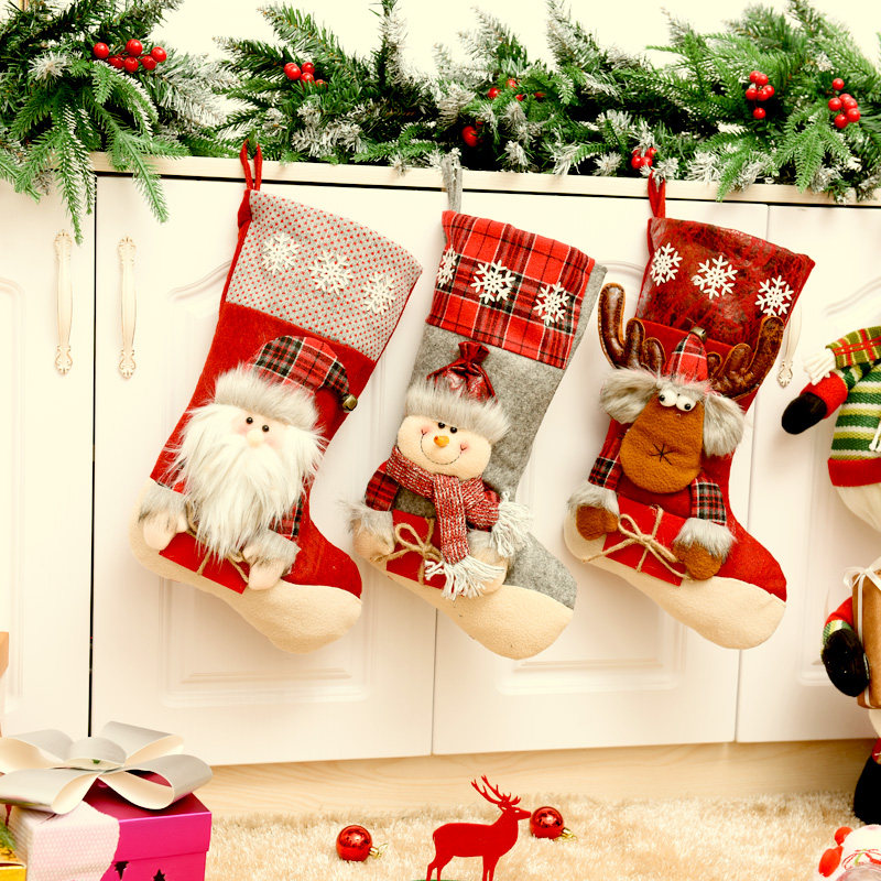 Han Edition Creative Yea Christmas Socks Gift Bag Long Hair Solid Snowman Old Man Elk Gift Bag Candy Bag New