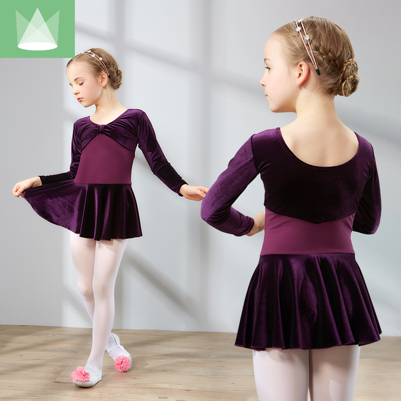 Dance costume children's female practice clothes spring and summer long-sleeved ballet baby Chinese dance dancing toddler exam costumes