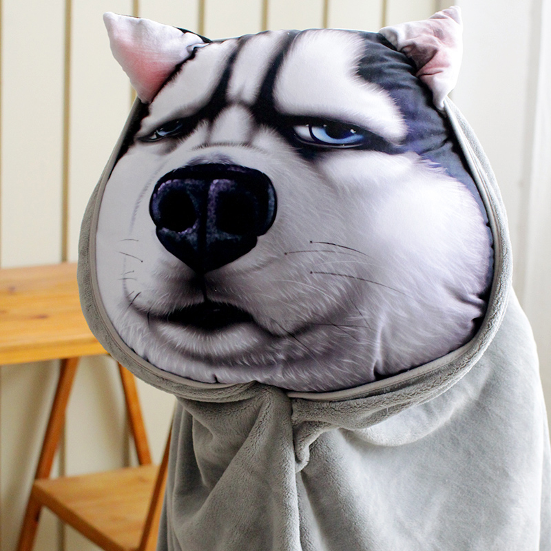 Dog Head Car Hassetch Pillow Cuddle Quilt With Pillow Blanket Men's Hilarious Warm Hands Cover Two Harnet Red Mess