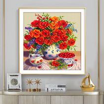 Poppy flower cross embroidered 2021 new living room minimalist modern vase cherrys own line embroidered small flower restaurant