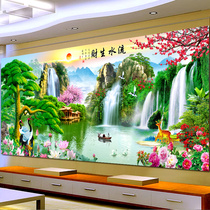 Flowing Water Raw Goods Cross Stitch 2022 New Line Embroidered Landscape Painting Living-room Scenery Greet Guest Pine High-end Herself Embroidered